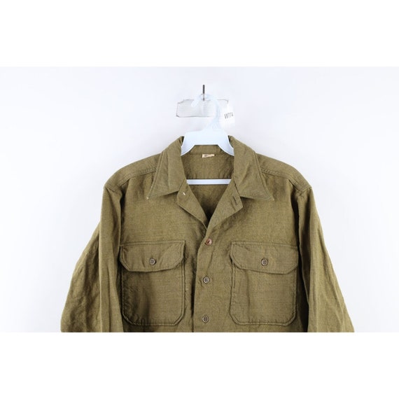 40s Mens 16 34 Distressed Wool Military Collared … - image 2