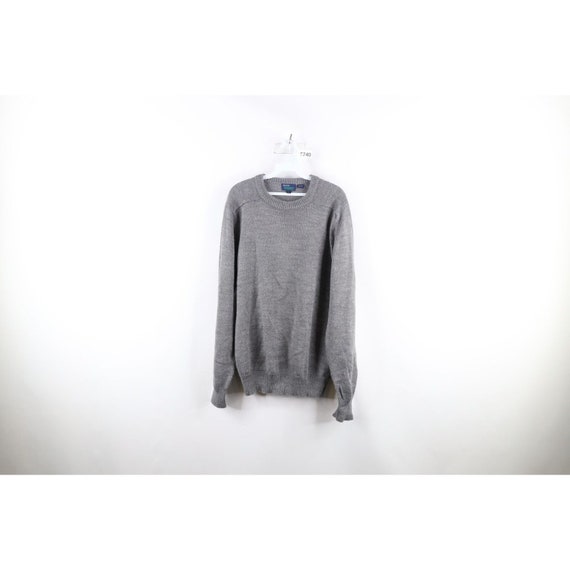 90s Streetwear Mens Large Tall Blank Ribbed Knit … - image 1