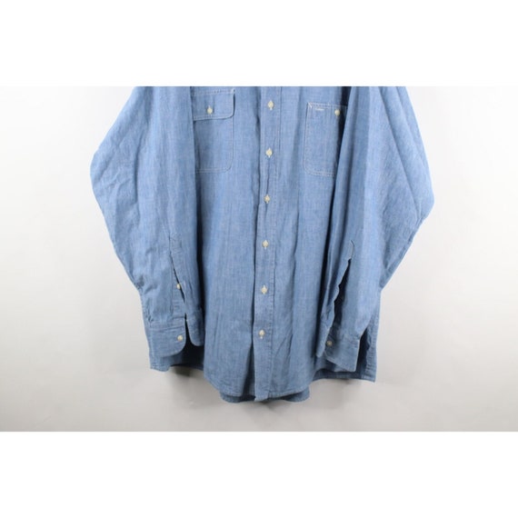 90s Streetwear Mens XL Relaxed Fit Chambray Colla… - image 3