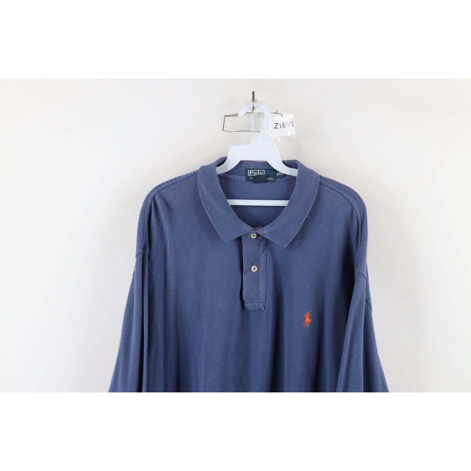 90s Ralph Lauren Mens 2XL XXL Faded Long Sleeve Rugby Polo