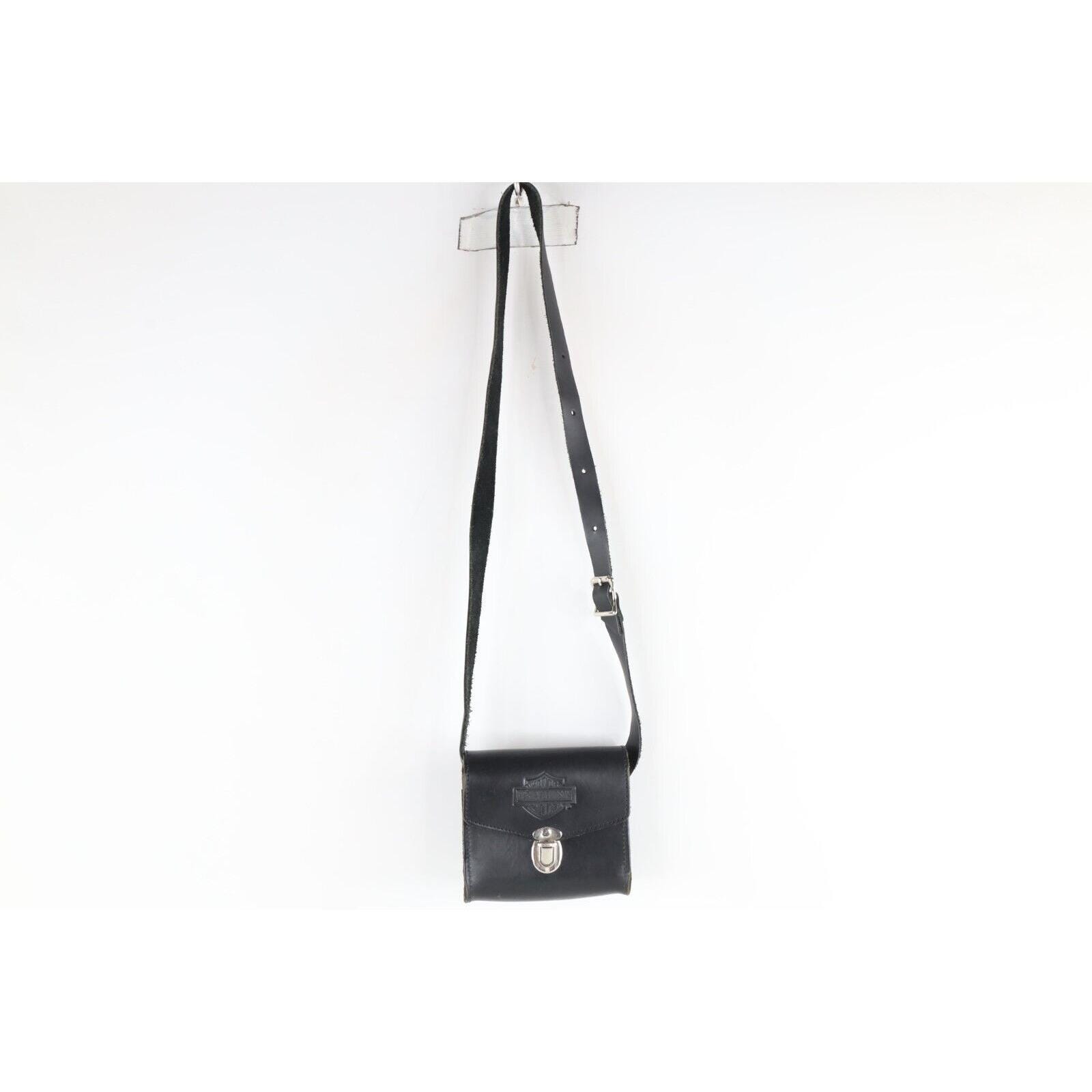 90s Harley Davidson Distressed Spell Out Leather Crossbody