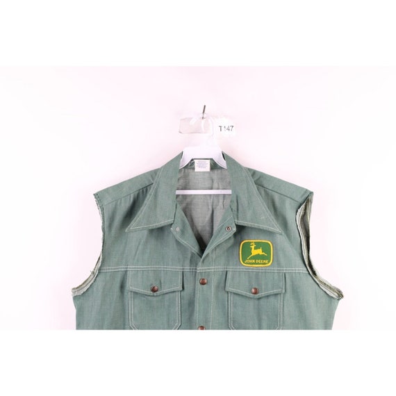 John Deere Western Vest Mens Embroidered Logo Quilted M Black 14321757 Medium