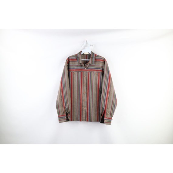 70s Streetwear Womens 36 Distressed Rainbow Strip… - image 1