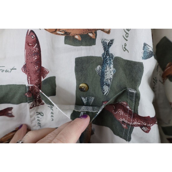 90s Streetwear Mens XL All Over Print Trout Fish … - image 4