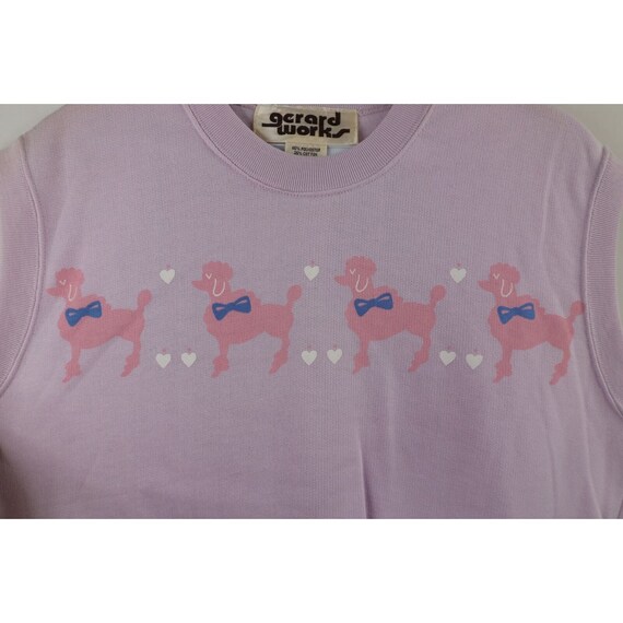 70s Streetwear Womens Large Pastel Heart Dog Swea… - image 4