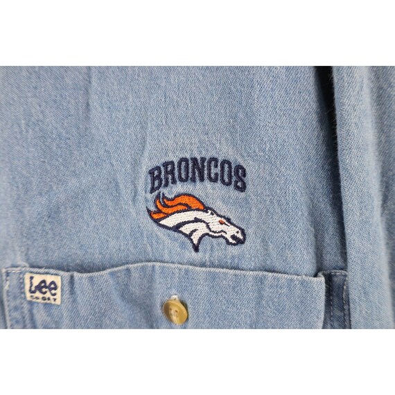 90s Mens Large Faded Spell Out Denver Broncos Foo… - image 5