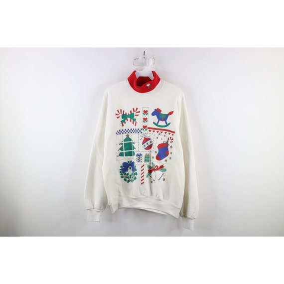 90s Streetwear Womens Medium Distressed Christmas… - image 1