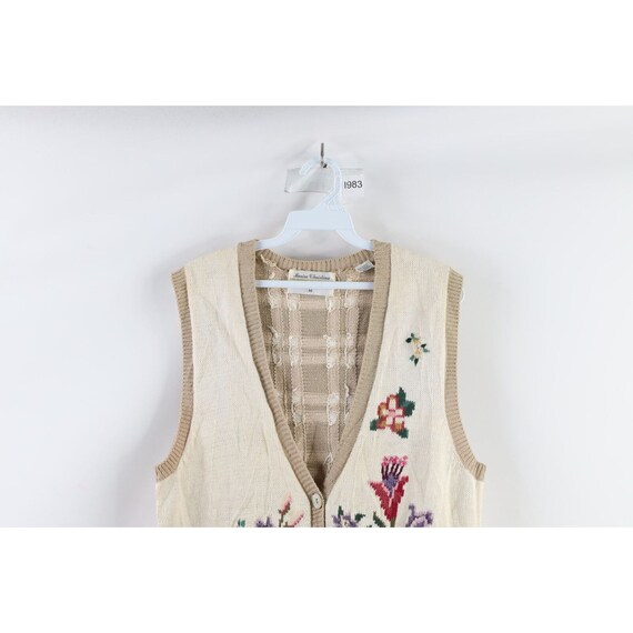 90s Streetwear Womens Medium Flower Embroidered K… - image 2