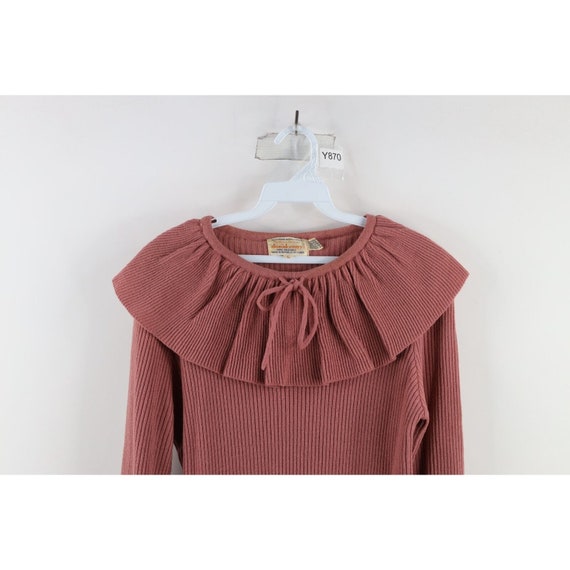 70s Streetwear Womens Large Ribbed Knit Ruffled F… - image 2