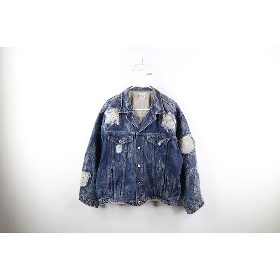 90s Streetwear Mens Medium Distressed Acid Wash D… - image 1