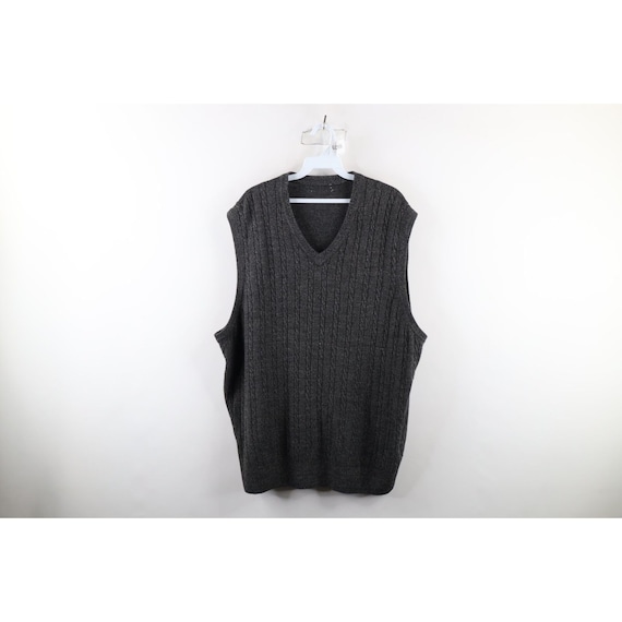 90s Streetwear Mens 2XL Blank Ribbed Cable Knit Sw