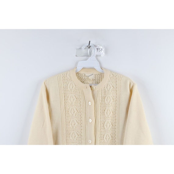 50s 60s Streetwear Womens S Ribbed Knit Button Ca… - image 2