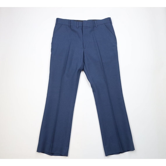 70s Streetwear Mens 38x32 Knit Flared Wide Leg Be… - image 1