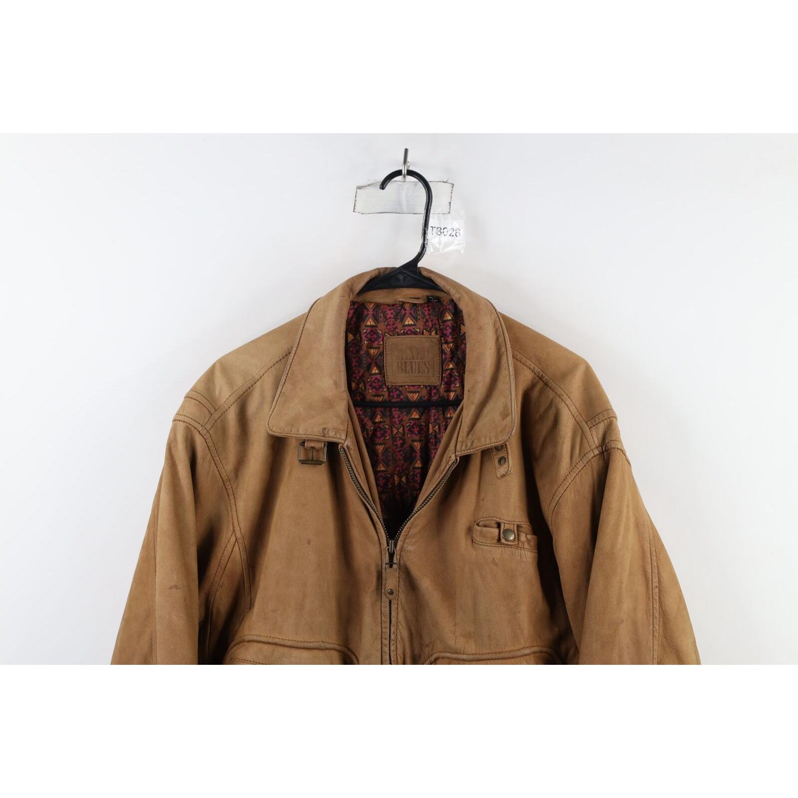 90s Streetwear Mens Large Thrashed Quilted B3 Leather Bomber 