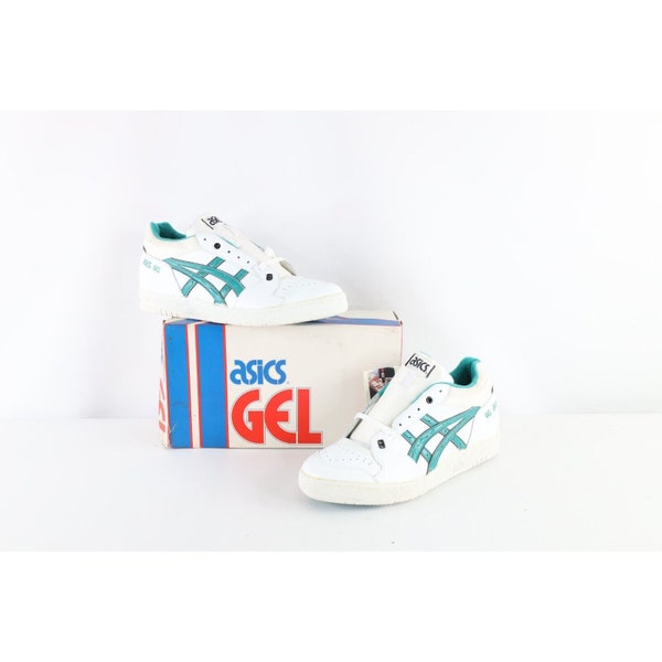 NOS Vtg 90s Asics Mens 13 Spell Out Gel Point Sneakers Shoes White Green AS IS, Vintage Mens Asics Shoes, 1990s Asics Shoes, Mens Sneakers