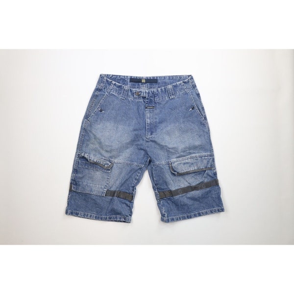 90s Marithe Francois Girbaud Hombres 40 Spell Out Baggy Strap Denim Shorts, Vintage Gibaud Jorts, Mens Baggy Fit Jean Shorts, 1990s Mens Jorts