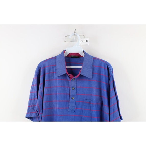 90s Streetwear Mens Large Thrashed Striped Collar… - image 2