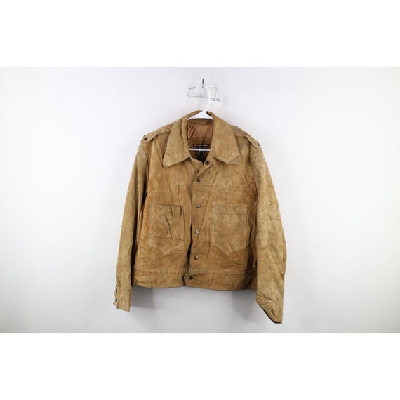 60s 70s Streetwear Mens 42 Distressed Suede Leathe