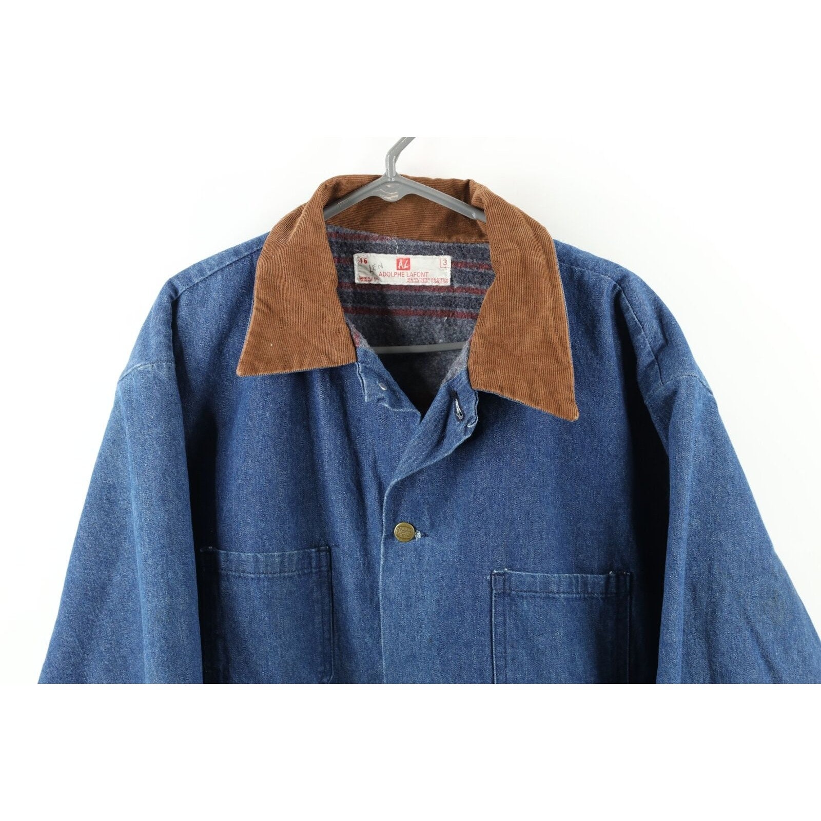 60s Adolphe Lafont Mens 46 US Government Blanket Lined Denim 60s Adolphe Lafont Mens 46 US Government Blanket Lined Denim