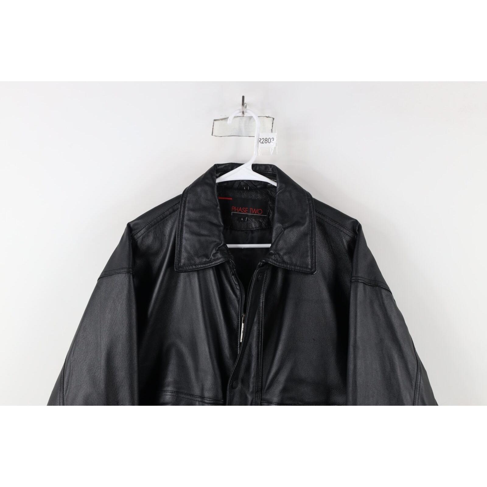 90s Streetwear Mens Large Distressed Leather Flight Bomber