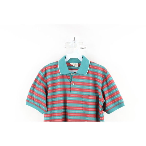 70s Streetwear Mens Medium Faded Striped Collared… - image 2