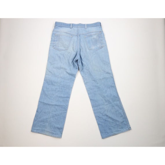 70s Streetwear Mens 34x30 Distressed Wide Leg Bel… - image 9