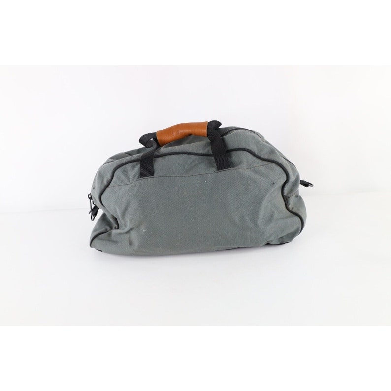 90s Eddie Bauer Distressed Spell Out Handled Duffel Bag Gym Bag Gray