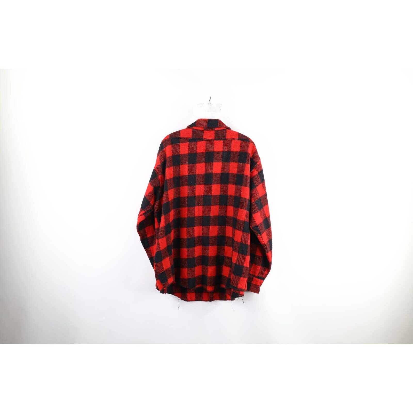 50s Streetwear Mens XL Distressed Wool Collared Button Shirt