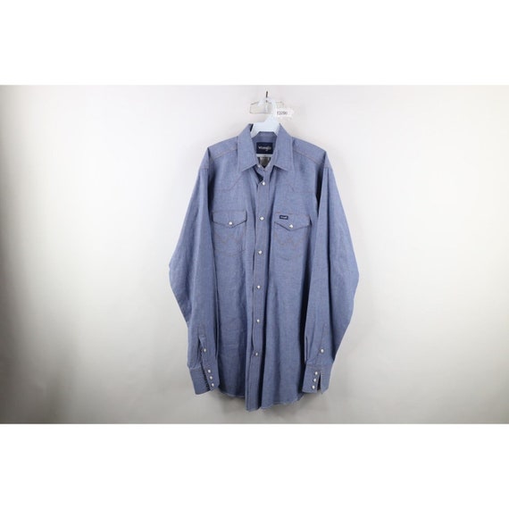 90s Wrangler Mens Large Tall Spell Out Chambray W… - image 1