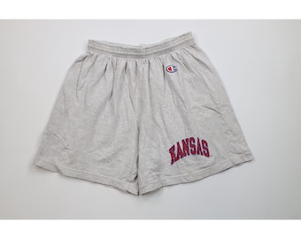 90s Champion Mens Large Spell Out Kansas University Above Knee Shorts USA, Vintage Kansas University Shorts, 1990s Champion Above Knee Short