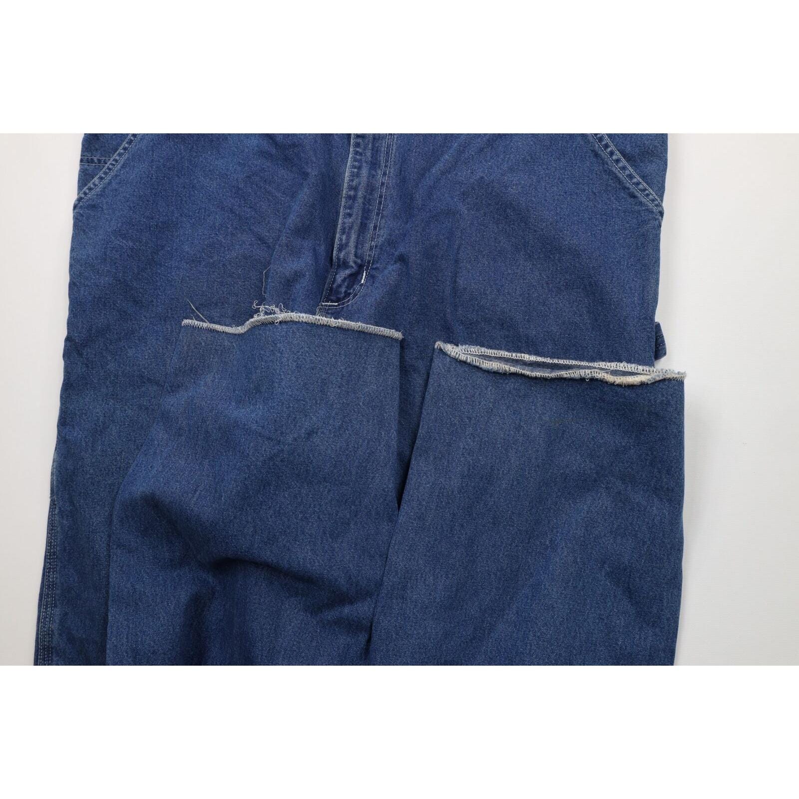 90s Carhartt Mens 44x38 Distressed Wide Leg Dungaree Denim