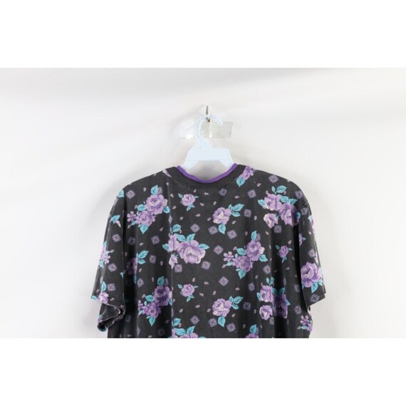 90s Streetwear Womens Large Faded Floral Flower S… - image 7