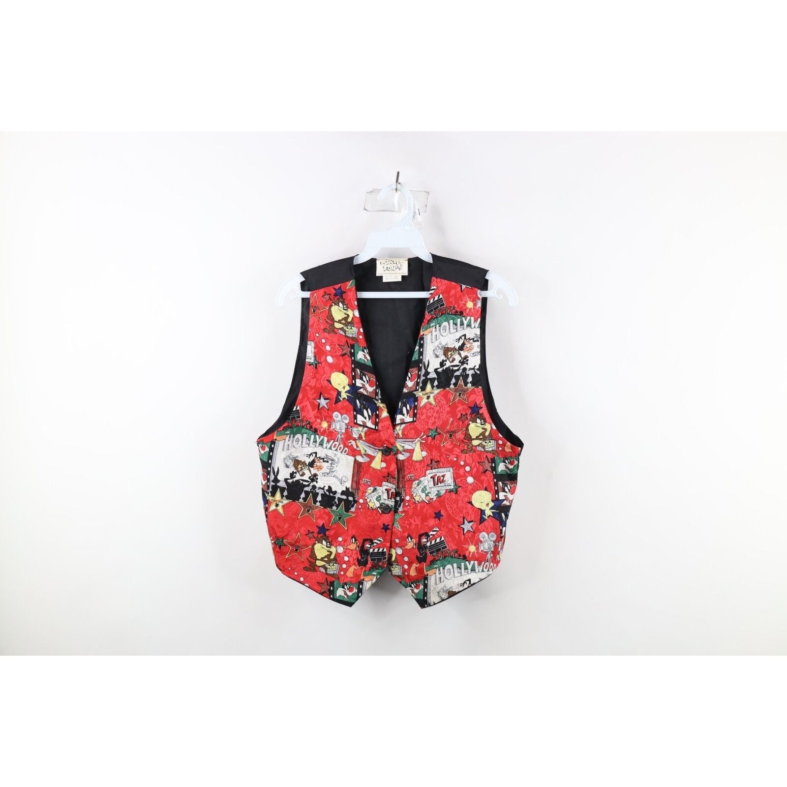 90s Looney Tunes Womens OS All Over Print Button Suit Vest Jacket USA, Vintage Looney Tunes Vest, 1990s Suit Vest, Womens Vintage Vest