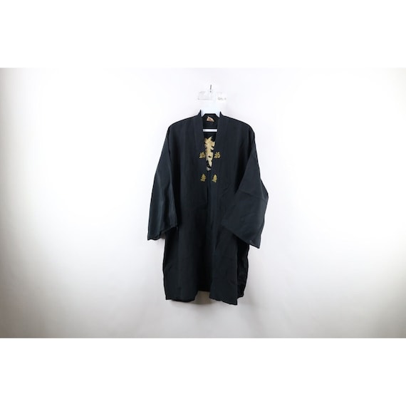 50s 60s Womens OS Open Front Japanese Kimono Robe… - image 1