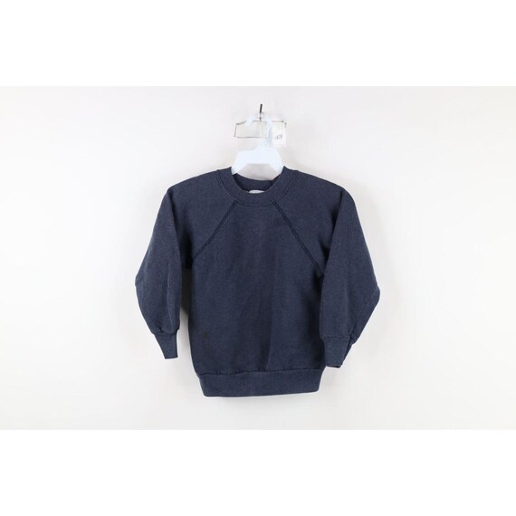 Buy 70s Streetwear Boys Medium Distressed Blank Raglan Sweatshirt 