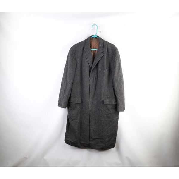 50s 60s Rockabilly Mens 44R Distressed Wool Herringbone Overcoat USA, Vintage Overcoat, Mens Vintage Overcoat, 1950s Overcoat, 60s Jacket