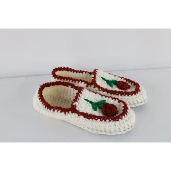 60s 70s Streetwear Womens 10 Hand Crochet Rose Fl… - image 3