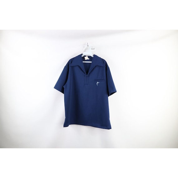 50s 60s Rockabilly Mens XL Marlin Fish Knit Collared Polo Shirt USA,  Rockabilly Marlin Fish Polo Shirt, Mens Collared Polo Shirt USA 