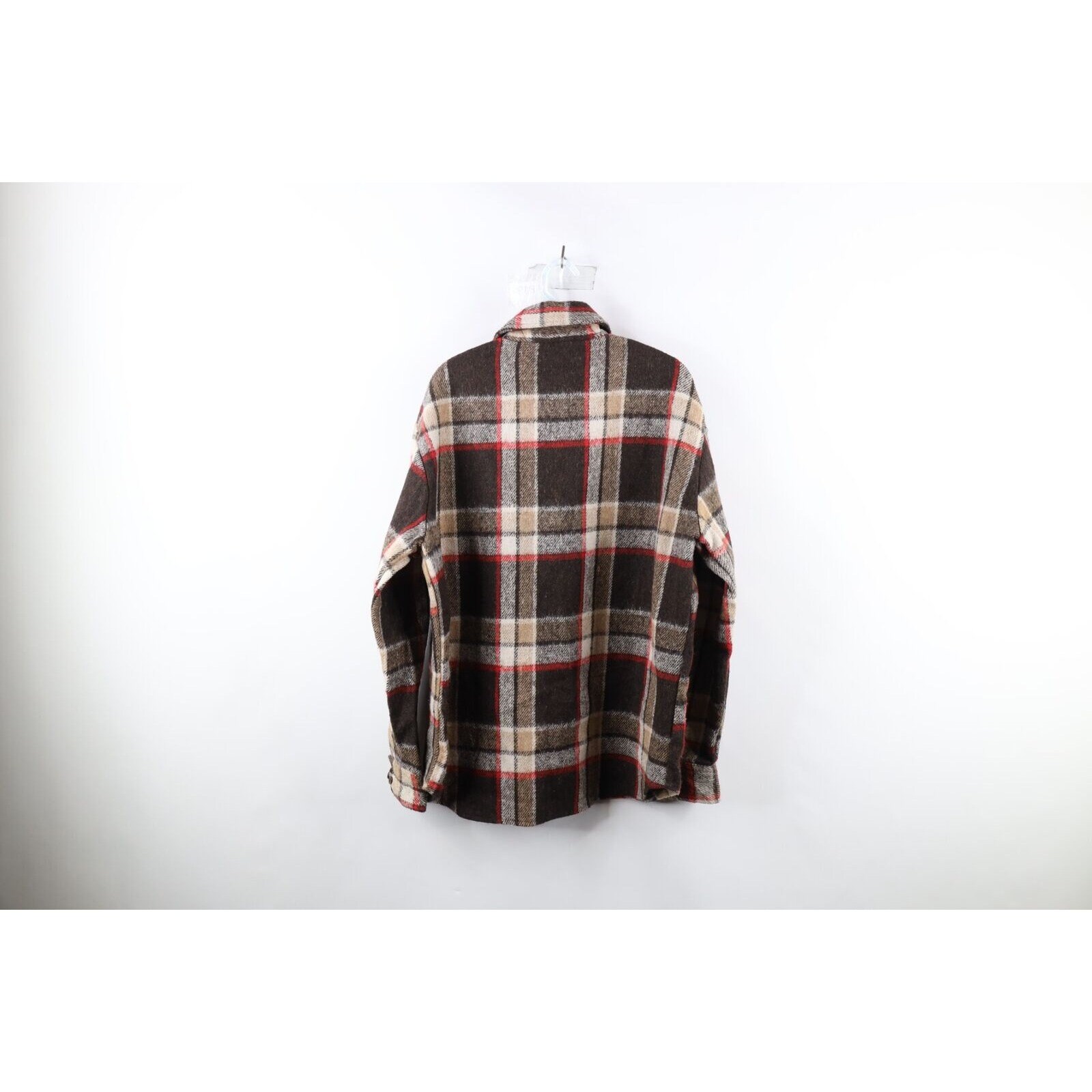 90s Streetwear Mens Large Linen Wool Blend CPO Button Shirt