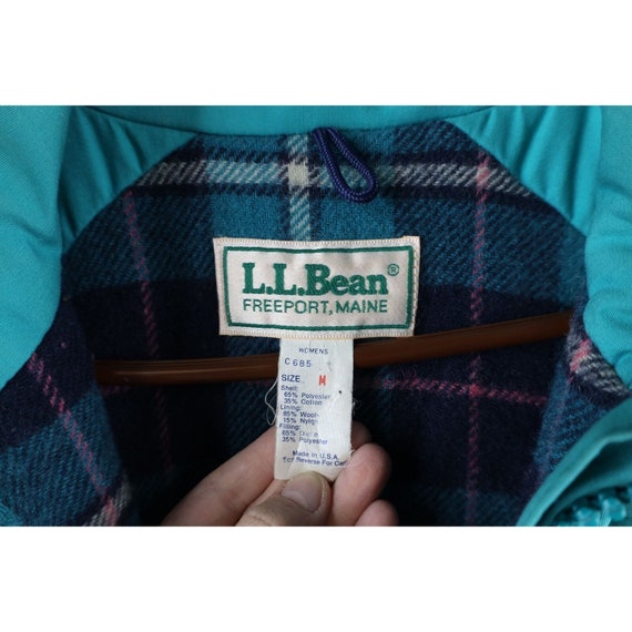 90s LL Bean Womens M Distressed Wool Lined Hooded… - image 9