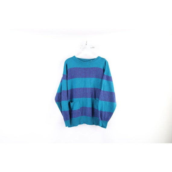 90s Streetwear Womens Large Striped Color Block P… - image 1