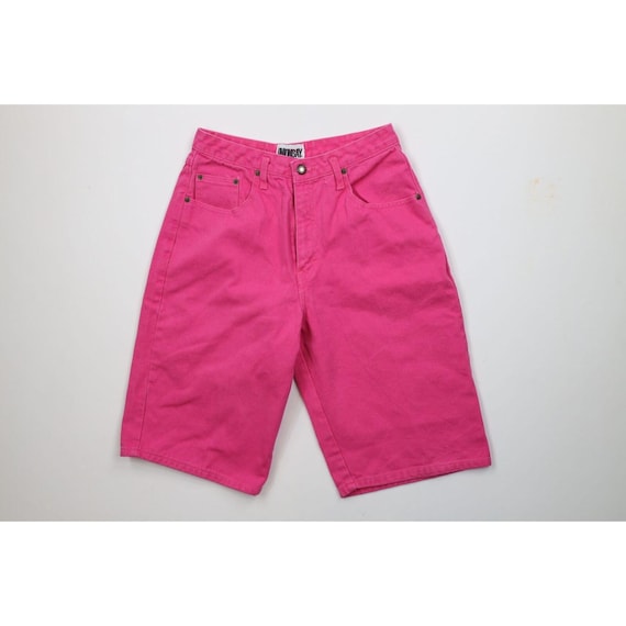 90s Streetwear Womens 13 Faded Baggy Fit Denim Jean Shorts Jorts Pink Vintage Baggy Denim Jean Shorts 1990s Summer Shorts Vintage Jorts