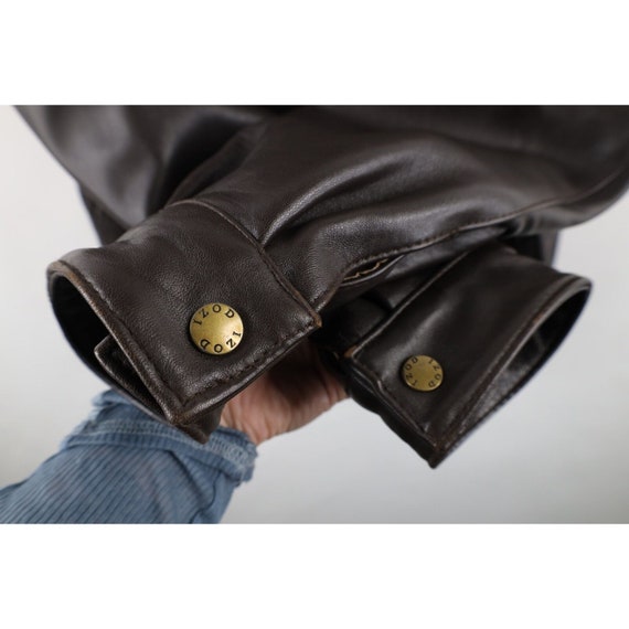 90s Izod Mens Medium Lined Full Zip Leather Fligh… - image 5