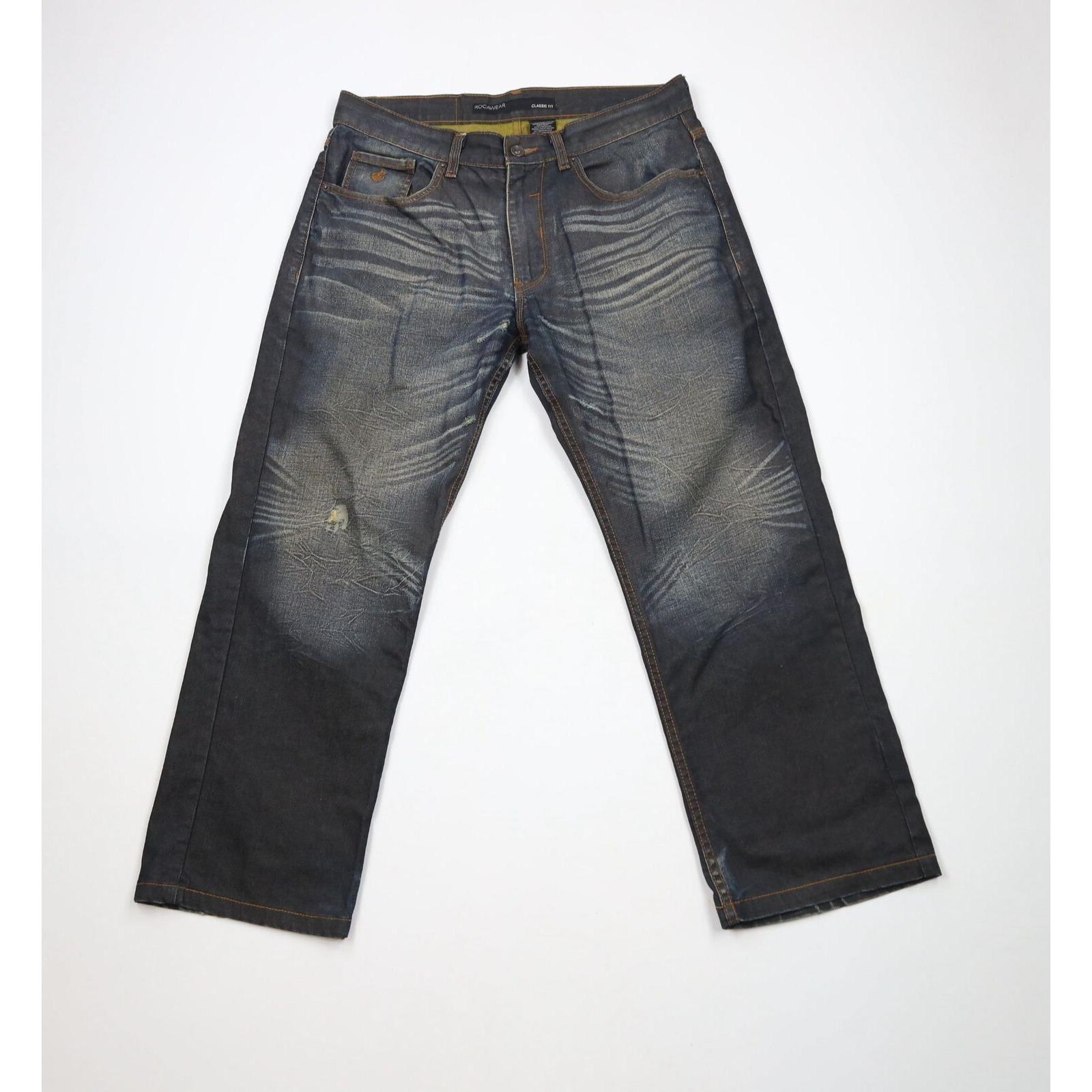 90s Y2K Rocawear Mens 34x28 Overdye Baggy Wide Leg Denim