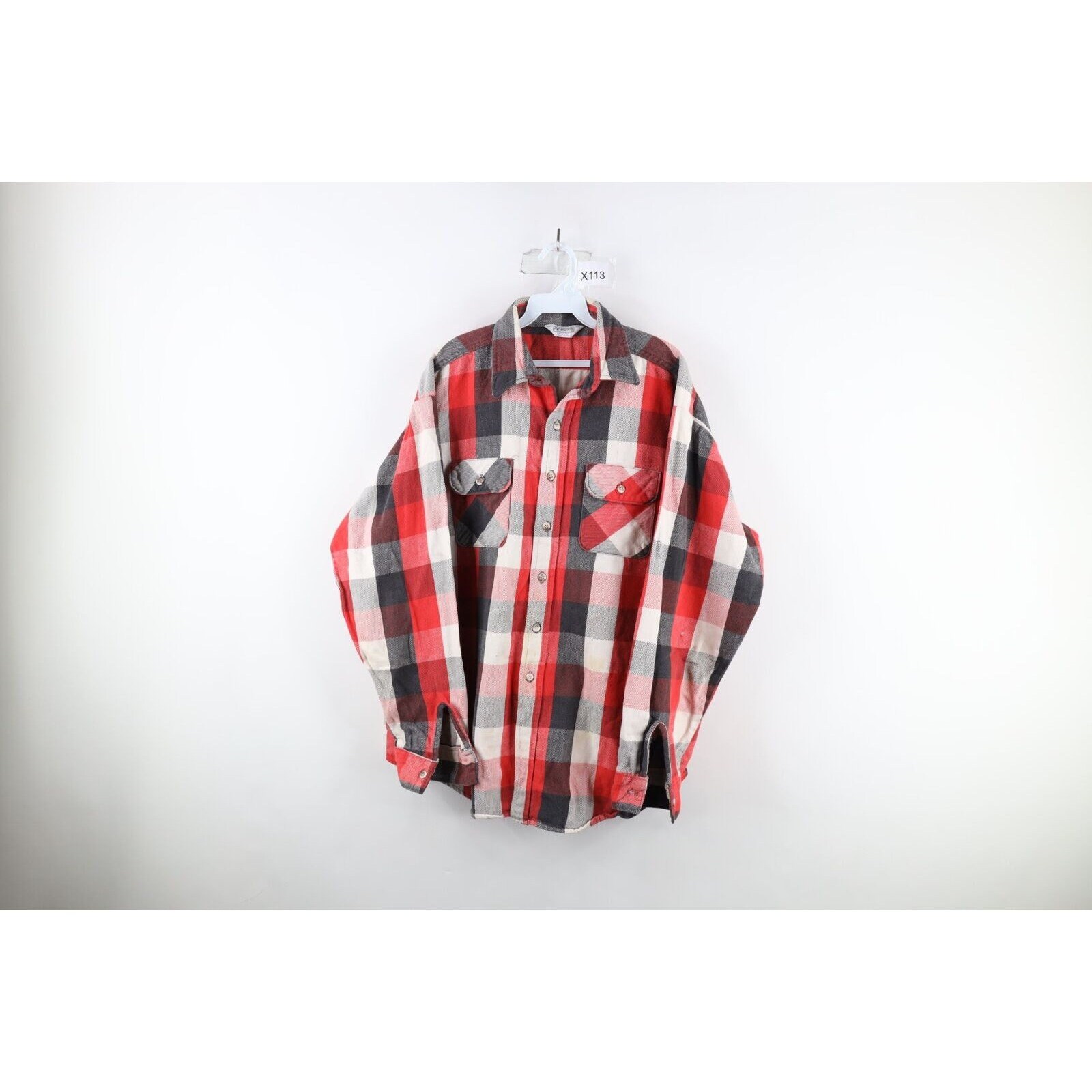 70s Five Brother Mens 2XLT Faded Heavyweight Flannel Button Shirt 