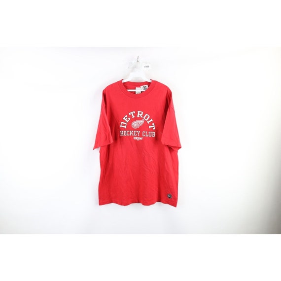 90s CCM Mens XL Faded Spell Out Detroit Red Wings… - image 1