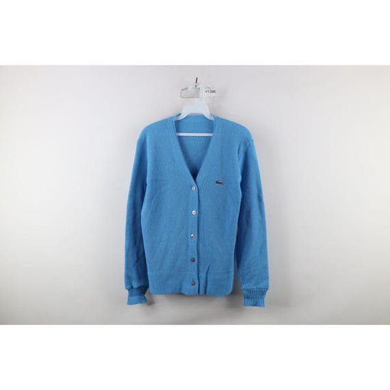 80s Izod Lacoste mujer medio croc logo punto cardigan sueter azul vintage Lacoste Cardigan sueter sueter de punto de la decada de 1980 sueter vintage Etsy Espana