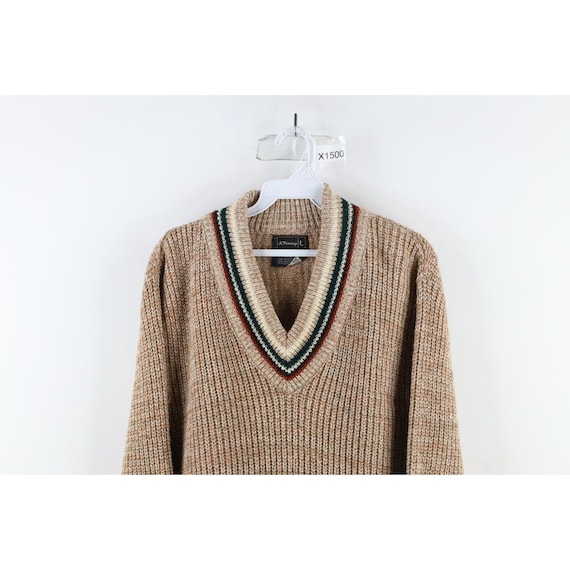 60s 70s Dapper Mens Large Wool Blend Chunky Ribbe… - image 2