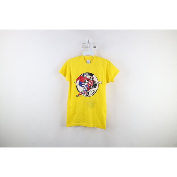 70s vintage yellow × blue football tee Adidas Vintage Soccer Jersey 1970s | Yellow and Blue