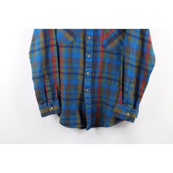 70s Streetwear Mens Size Large Rainbow Plaid Knit… - image 3